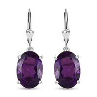 African Amethyst 10.80 ctw Lever Back Earrings in Rhodium Over Sterling Silver