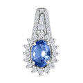 Luxoro 14K White Gold AAA Ceylon Blue Sapphire and G-H I2 Diamond Sunburst Pendant without Chain 1.25 ctw - Sticky add to cart bar