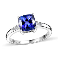 Rhapsody 950 Platinum AAAA Tanzanite and E-F VS2 Diamond Ring (Size 9.0) 5.50 Grams 2.85 ctw