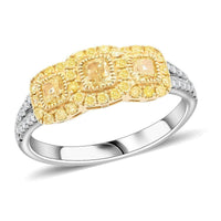 JCK Modani Closeout 14K White and Yellow Gold Natural Yellow and White Diamond (SI) Ring (Size 5.0) (Delivery in 10-12 Days) 0.93 ctw