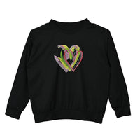 TLV Tamsy Round Neck Sparkly Heart Print Long Sleeve Top (S-L)