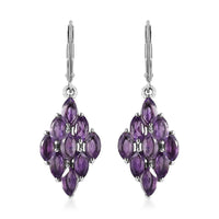 African Amethyst Lever Back Earrings in Stainless Steel 4.40 ctw