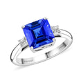 Certified & Appraised Rhapsody 950 Platinum Asscher Cut AAAA Tanzanite, Diamond (E-F, VS) Ring (Size 6.0) (5.55 g) 3.00 ctw - Sticky add to cart bar