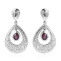 D'Joy Indian Star Ruby Drop Earrings in Rhodium Over Sterling Silver 3.10 ctw - Sticky add to cart bar