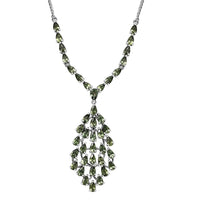 D'Joy Andranomaro Green Apatite Waterfall Necklace 18-20 Inches in Rhodium Over Sterling Silver 10.40 ctw