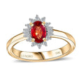 Luxoro 10K Yellow Gold AAA Sanguine Sapphire, Diamond (I2) Art Deco Ring (Size 6.0) 0.75 ctw - Sticky add to cart bar