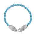TLV Betroka Blue Apatite, Thai Black Spinel Double Dragon Head Bracelet in Rhodium Over Sterling Silver (6.50 In) 12.90 ctw - Sticky add to cart bar