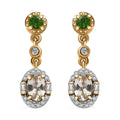 AAA Turkizite and Multi Gemstone Halo Dangle Earrings in 18K Vermeil Yellow Gold Over Sterling Silver 1.50 ctw - Sticky add to cart bar