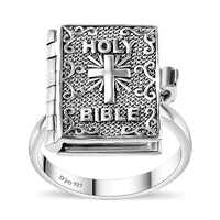 Sterling Silver Holy Cross Bible Ring (Size 5.0) 7.50 Grams
