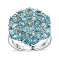 Betroka Blue Apatite Cluster Ring in Rhodium Over Sterling Silver (Size 5.0) 5.25 ctw - Sticky add to cart bar