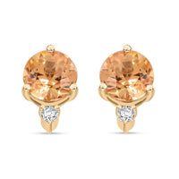 Certified & Appraised Luxoro 10K Yellow Gold AAA Imperial Topaz and I2 Diamond Earrings 1.20 ctw
