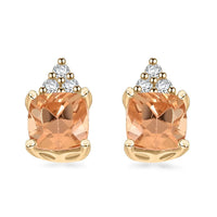 Certified & Appraised Luxoro 10K Yellow Gold AAA Imperial Topaz and I2 Diamond Earrings 1.60 ctw