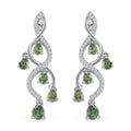 Andranomaro Green Apatite and White Zircon Dropping Vine Earrings in Rhodium Over Sterling Silver 2.50 ctw - Sticky add to cart bar