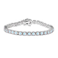 Moon Glow Moonstone, White Zircon Tennis Bracelet in Rhodium Over Sterling Silver (7.25 In) 17.75 ctw - Sticky add to cart bar