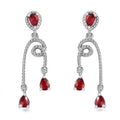 Sanguine Sapphire Drop Earrings in Rhodium Over Sterling Silver 1.10 ctw - Sticky add to cart bar