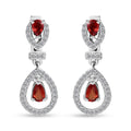 Sanguine Sapphire and White Zircon Drop Earrings in Rhodium Over Sterling Silver 1.30 ctw - Sticky add to cart bar