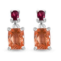 Morganique Quartz (Triplet) and Orissa Rhodolite Garnet Drop Earrings in Rhodium Over Sterling Silver 3.75 ctw - Sticky add to cart bar