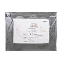 MASTER SUITE Dark Gray 500TC 100% Cotton Sheet Set -King One Size