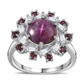 Premium Indian Star Ruby, Multi Gemstone Ring in Rhodium Over Sterling Silver 4.30 ctw - Sticky add to cart bar