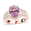 Premium Martha Rocha Kunzite, Diamond (0.60 cts) Ring in 18K Vermeil RG Over Sterling Silver (Size 5.0) 4.35 ctw - Sticky add to cart bar