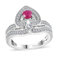 Premium Montepuez Ruby and White Zircon Ring in Rhodium Over Sterling Silver 1.00 ctw - Sticky add to cart bar