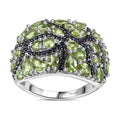 Premium Natural Green Apatite, Blue Sapphire Ring in Rhodium Over Sterling Silver (Size 5.0) 5.40 ctw - Sticky add to cart bar