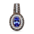 AAA Tanzanite, Natural Champagne and White Diamond Double Halo Pendant in 18K Vermeil Rose Gold Over Sterling Silver 1.40 ctw - Sticky add to cart bar