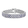 D'Joy Tanzanite and White Zircon 25.50 ctw Forget Me Not Garland Bracelet in Rhodium Over Sterling Silver (7.25 In) - Sticky add to cart bar