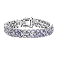 D'Joy Tanzanite and White Zircon 25.50 ctw Forget Me Not Garland Bracelet in Rhodium Over Sterling Silver (7.25 In)