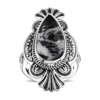 Artisan Crafted Premium White Buffalo Ring in Black Oxidized Sterling Silver (Size 6.0) 8.25 ctw