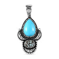 Artisan Crafted Sleeping Beauty Turquoise and Blue Moon Turquoise Pendant without Chain in Sterling Silver 4.40 ctw - Sticky add to cart bar