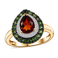 Kashmir Kyanite, Multi Gemstone Double Halo Ring in 18K Vermeil YG Over Sterling Silver (Size 6.0) 2.00 ctw