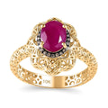 Mirage Collection 10K Yellow Gold Premim Taveta Ruby and Natural Champagne Diamond Ring 1.75 ctw - Sticky add to cart bar