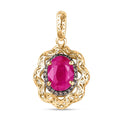 Mirage Collection 10K Yellow Gold Premium Montepuez Ruby and I2 Natural Champagne Diamond Pendant without Chain 1.75 ctw - Sticky add to cart bar