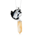 Made in Brazil Agate Occo and Terminated Dark Citrine Pendant Necklace in Silvertone, 30 Inch Necklace, Gift For Her 50.30 ctw - Sticky add to cart bar