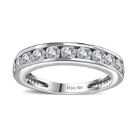 Moissanite Ring in Rhodium Over Sterling Silver (Size 5.0) 0.90 ctw