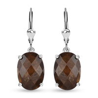 Checkerboard Cut Zawadi Chocolate Sapphire Lever Back Earrings in Rhodium Over Sterling Silver 14.80 ctw