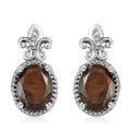 Zawadi Chocolate Sapphire and White Zircon 5.00 ctw Earrings in Rhodium Over Sterling Silver - Sticky add to cart bar