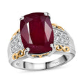 Niassa Ruby (FF) (Ovl 14x10 mm), White Zircon Ring in 18K Vermeil YG and Rhodium Over Sterling Silver (Size 10.0) 9.80 ctw - Sticky add to cart bar