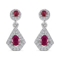 Montepuez Ruby and White Zircon Dangling Earrings in Rhodium Over Sterling Silver 0.90 ctw - Sticky add to cart bar