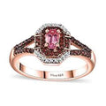 Premium Mahenge Spinel, Brown and White Zircon Split Shank Ring in 18K Vermeil RG Over Sterling Silver (Size 8.0) 0.65 ctw - Sticky add to cart bar