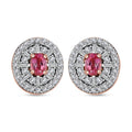 Premium Mahenge Spinel and Diamond Modern Glamour Earrings in 18K Vermeil Rose Gold Over Sterling Silver 0.85 ctw - Sticky add to cart bar
