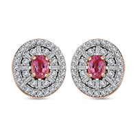 Premium Mahenge Spinel and Diamond Modern Glamour Earrings in 18K Vermeil Rose Gold Over Sterling Silver 0.85 ctw