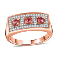 Premium Mahenge Spinel and White Zircon Ring in 18K Vermeil Rose Gold Over Sterling Silver 0.60 ctw