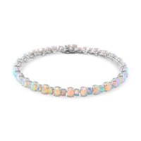 Ethiopian Welo Opal 8.90 ctw Tennis Bracelet in Rhodium Over Sterling Silve (6.50 In)