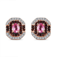 Premium Mahenge Spinel, Brown and White Zircon Art Deco Earrings in 18K Vermeil Rose Gold Over Sterling Silver 0.80 ctw