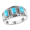 Premium Sleeping Beauty Turquoise 3 Stone Ring in Sterling Silver (Size 10.0) - Sticky add to cart bar