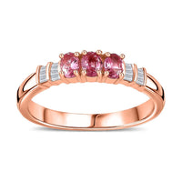 Premium Mahenge Spinel, Diamond Ring in 18K Vermeil RG Over Sterling Silver (Size 10.0) 0.65 ctw
