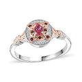 Premium Mahenge Spinel, Moissanite Halo Ring in 18K Vermeil RG Over Sterling Silver (Size 10.0) - Sticky add to cart bar
