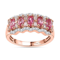 Premium Mahenge Spinel and White Zircon Ring in 18K Vermeil Rose Gold Over Sterling Silver 1.50 ctw